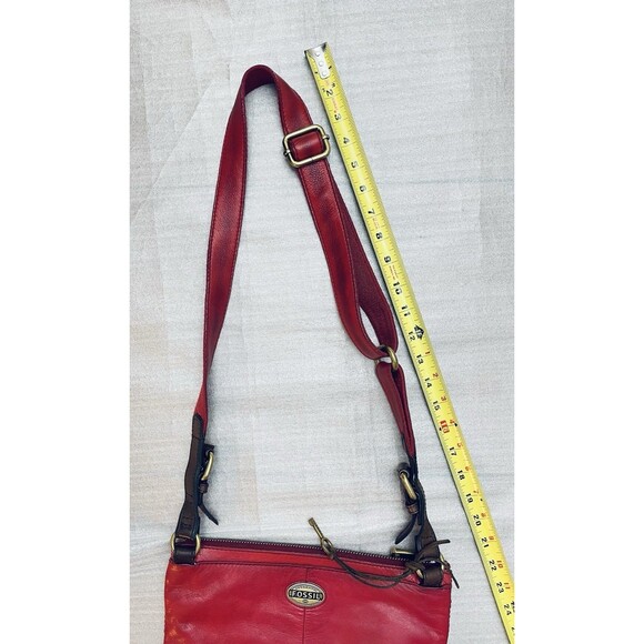 Fossil Magenta Pink Leather Crossbody Bag Purse Soft Cowhide ~ 11"x10"  VGUC - Picture 5 of 12